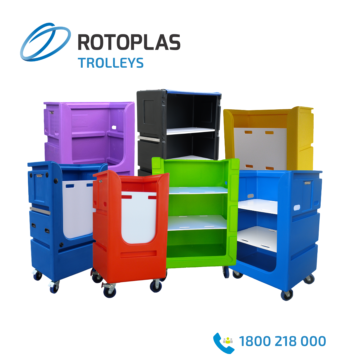 Plastic linen trolleys; commercial laundry trolleys; tallboy linen trolleys